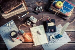 inventions on a table and prior art documents